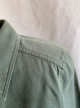 Womens, Casual Jacket, MISS SELFRIDGE, Sage Green, Cotton, Solid, 6, C.A., 2 Flap Patch Pckts, B.F., *Discoloration At Shoulders*