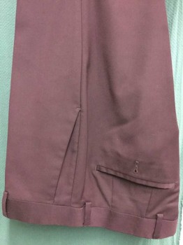 Mens, Suit, Pants, TOP MAN, Red Burgundy, Polyester, Viscose, Solid, 30/29, Flat Front, 4 Pockets,