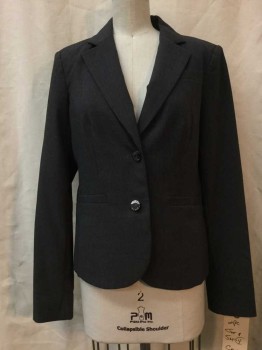 Womens, Suit, Jacket, CALVIN KLEIN, Heather Gray, Synthetic, Heathered, 4, Heather Gray, Notched Lapel, 2 Buttons,