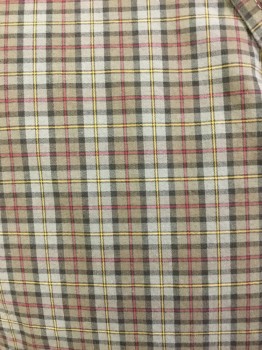 Mens, Casual Shirt, ST JOHN'S BAY, Sage Green, Yellow, Red, Black, Olive Green, Cotton, Plaid, L, Button Front, Long Sleeves, Button Down Collar, 1 Pocket,