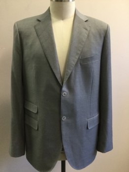 DI STEFFANO, Heather Gray, Wool, Solid, Notched Lapel, 3 Pocket Flap, 2 Button Front,