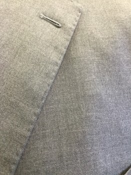DI STEFFANO, Heather Gray, Wool, Solid, Notched Lapel, 3 Pocket Flap, 2 Button Front,