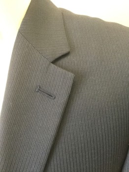 JOS A BANKS, Navy Blue, Black, Wool, Stripes - Micro, Single Breasted, Collar Attached, Notched Lapel, 2 Buttons,  3 Pockets, Double