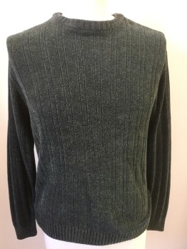Mens, Pullover Sweater, DOCKERS, Forest Green, Moss Green, Navy Blue, Acrylic, Rayon, Heathered, Large, Crew Neck, Long Sleeves, Rib Knit, Double, See FC042374