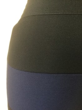 Womens, Skirt, Mini, BCBG MAX AZRIA, Black, Navy Blue, Rayon, Nylon, Stripes - Horizontal , S, Stretchy Body-Con Skirt with Horizontal Panels of Black and Navy Alternating, Hem Mini