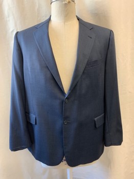 Mens, Suit, Jacket, JOSEPH ABBOUD, Navy Blue, Black, Wool, 2 Color Weave, 48R, Notched Lapel, Single Breasted, Button Front, 2 Buttons, 3 Pockets