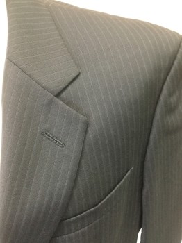 ARMANI, Black, Blue, Wool, Stripes - Pin, Single Breasted, 2 Buttons,  3 Pockets, Notched Lapel, Center Back Vent, Small Hole Center Back Right Side at Shoulder Blade, See Photo