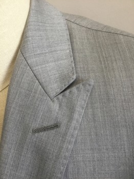 MOODS OF NORWAY, Gray, Wool, Solid, Single Breasted, Thin Peaked Lapel, 2 Buttons, 3 Pockets, Lining is Navy with Multicolor Circles/Dots