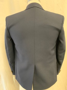 Childrens, Blazer, N/L, Navy Blue, Polyester, Solid, 14 R, 2 Button Front, Notched Lapel, 3 Pockets,