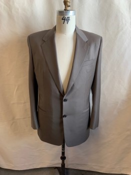 MTO, Putty/Khaki Gray, Wool, Solid, SUIT JACKET, Single Breasted, 2 Buttons, Notched Lapel, 3 Pockets, 3 Button Cuffs, 1 Back Vent