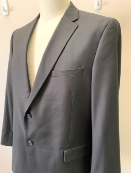 CARAVELLI, Black, Polyester, Viscose, Solid, Single Breasted, Notched Lapel, 2 Buttons, 3 Pockets