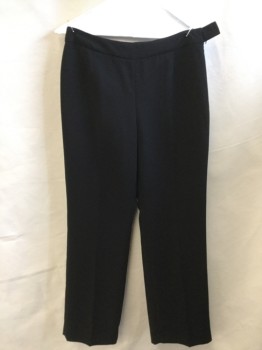 SUIT STUDIO, Black, Polyester, Solid, 1.5" Waistband with 1 Button, Side Zip