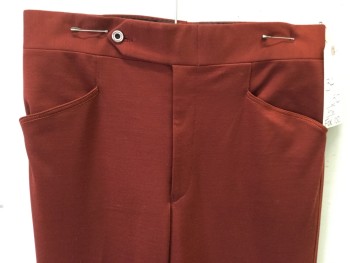 N/L, Brick Red, Polyester, Solid, Flat Front, 4 Pockets,