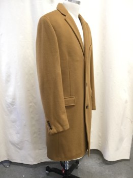 Mens, Coat, Overcoat, J CREW, Putty/Khaki Gray, Khaki Brown, Wool, Heathered, L, 42L, Notched Lapel, Single-Breasted Concealed Button Closure, 1 Chest Welt Pocket, 3 Besom Pockets, Back Vent, Below the Knee Length, 3 Lined Topstitch Detail