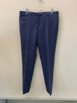 Mens, Suit, Pants, PAUL SMITH, Blue, Brown, Wool, Gingham, 34/33, Side Pockets, Zip Front, F.F, 2 Bacl Pockets