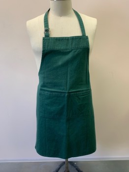 NL, Forest Green, Cotton, Solid, Adj Neck, 2 Pockets, Ties At Waistband,