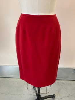 Womens, 1990s Vintage, Skirt, KASPER A.S.L., Red Burgundy, Polyester, W26, Pencil Skirt, Zip Back, Hem Below Knee