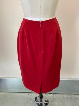 Womens, 1990s Vintage, Skirt, KASPER A.S.L., Red Burgundy, Polyester, W26, Pencil Skirt, Zip Back, Hem Below Knee