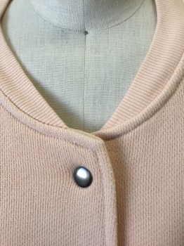 Womens, Casual Jacket, MILE(S) BY MADEWELL, Blush Pink, Cotton, Solid, XXS, Thick Jersey, Snap Front, Rib Knit at Neck, Cuffs and Waistband, 2 Pockets, No Lining
