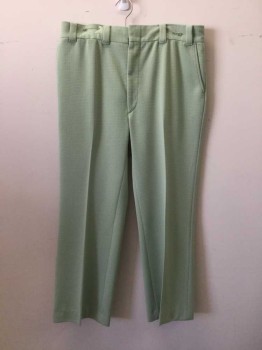 Mens, Pants, N/L, Mint Green, Polyester, Solid, L 29, W 35, Cross Hatch Textured, Zip Fly, Belt Loops, 4 Pockets,