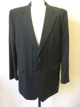 Mens, Sportcoat/Blazer, N/L, Charcoal Gray, Wool, Solid, 46R, Single Breasted, 2 Buttons,  3 Pockets, Notched Lapel,