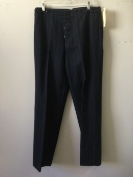 N/L MTO, Navy Blue, Gray, Wool, Stripes - Pin, Flat Front, Button Fly, Suspender Buttons at Outside Waist, 4 Pockets, Made To Order