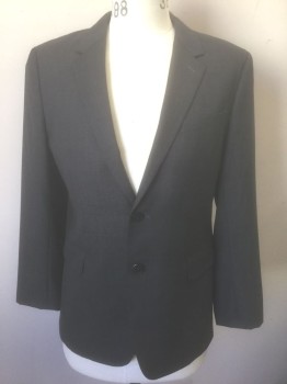 Mens, Suit, Jacket, THEORY, Gray, Wool, Solid, 38S, Single Breasted, Notched Lapel, 2 Buttons, 3 Pockets