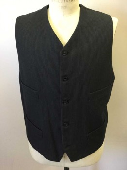 MTO, Black, Purple, Wool, Polyester, Stripes - Pin, 5 Buttons, High V-neck, 4 Pockets, Self Backed with Adjustable Waist Belt,