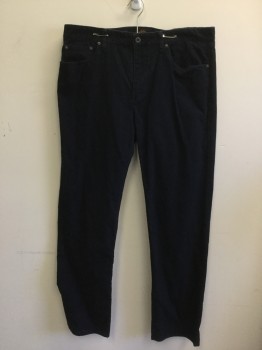 Mens, Casual Pants, L. L. BEAN, Navy Blue, Cotton, Solid, 36/34, Corduroy, Flat Front, Jean Style 5 Pockets, Zip Fly, Belt Loops