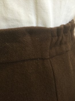 N/L MTO, Brown, Wool, Solid, 1.25" Wide Self Waistband, Drawstring Waist, 2 Horizontal Pintucks at Center Front Hem, Floor Length, Double Layered, Made To Order
