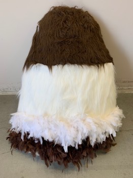MTO, White, Dk Brown, Synthetic, Feathers, TAIL- Faux Fur and White & Brown Feathers on Foam Base, Black Web Belt with Plastic Clasp, Has a Double FC060377