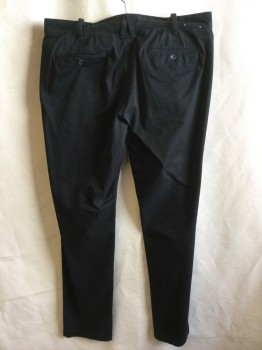 Mens, Slacks, EXPRESS, Black, Cotton, Spandex, Solid, 33/32, 1.5" Waistband with Belt Hoops, Flat Front, Zip Front, 4 Pockets