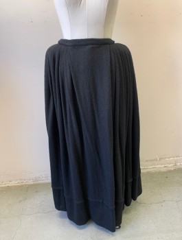 Womens, Historical Fiction Skirt, N/L MTO, Black, Wool, Solid, W30-32, 1" Wide Waistband, Pleated at Back and Sides, Hook & Bar Closures at Back Waist, Floor Length, 1" Wide Tuck Near Hem, Made To Order Reproduction