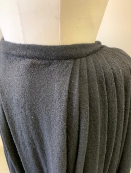 N/L MTO, Black, Wool, Solid, 1" Wide Waistband, Pleated at Back and Sides, Hook & Bar Closures at Back Waist, Floor Length, 1" Wide Tuck Near Hem, Made To Order Reproduction