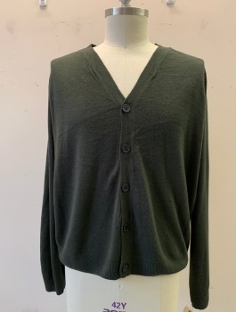 Mens, Cardigan Sweater, WEATHER PROOF, Dk Green, Acrylic, Solid, 2 XL, Button Front
