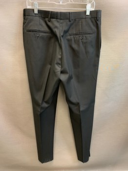 PROFILE BLACK, Black, Polyester, Rayon, Side Pockets, Zip Front, Flat Front, 2 Back Pockets