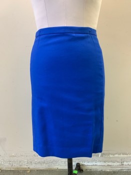 Womens, Skirt, Below Knee, J. CREW, Royal Blue, Poly/Cotton, Solid, SZ. 4, Pencil Skirt, Slit at Back, Zip Back