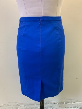 Womens, Skirt, Below Knee, J. CREW, Royal Blue, Poly/Cotton, Solid, SZ. 4, Pencil Skirt, Slit at Back, Zip Back