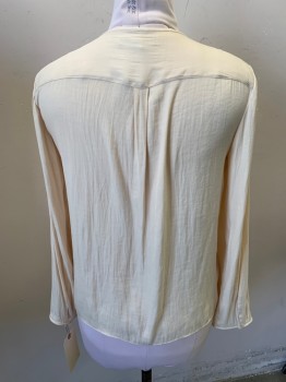 Womens, Blouse, BANANA REPUBLIC, Sand, Polyester, Solid, M, Long Sleeves, Pullover, V-neck,