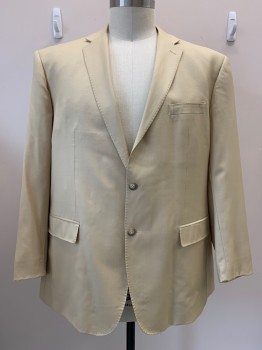 ROSSETTI, Beige, Wool, Polyester, Solid, L/S, 2 Buttons, Single Breasted, Notched Lapel, 3 Pockets, Stitching Detail