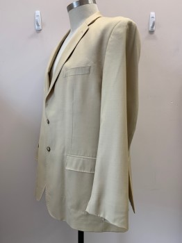 ROSSETTI, Beige, Wool, Polyester, Solid, L/S, 2 Buttons, Single Breasted, Notched Lapel, 3 Pockets, Stitching Detail