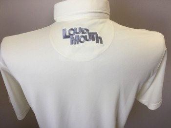 LOUD MOUTH, Cream, Polyester, Solid, Collar Attached, 4 Snap Front, Short Sleeves,