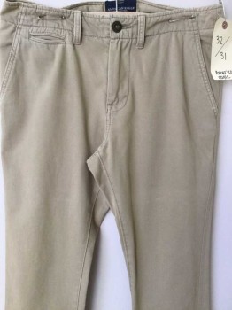 Mens, Casual Pants, AMERICAN EAGLE, Camel Brown, Cotton, Solid, 31, 32, Low Rise, Flat Front, Zip Front, Belt Loops, 5 Pockets,