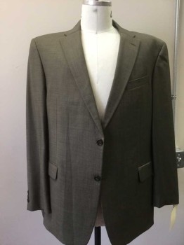 Mens, Suit, Jacket, TOMMY HILFIGER, Gray, Brown, Wool, Heathered, 46 R, 2 Buttons,  3 Pockets,