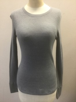 SOYER, Gray, Cashmere, Solid, Lightweight Knit, Long Sleeves, U-Neck, High End/Upscale Item