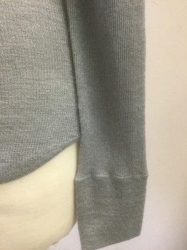 SOYER, Gray, Cashmere, Solid, Lightweight Knit, Long Sleeves, U-Neck, High End/Upscale Item