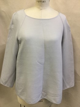 COS, Lt Gray, Polyester, Acrylic, Basket Weave, Light Gray Basket Woven, Wide Round Neck,  Raglan Long Sleeves,