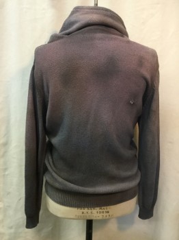 ZARA, Taupe, Mauve Pink, Cotton, Mottled, Aged/Distressed,  Pullover, Drawstring Cowl Neck, Long Sleeves, Rib Knit Cuffs and Waistband, "Wow, You Got Dirty Today!"