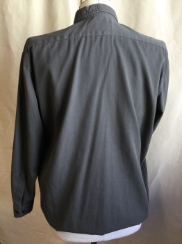 DICKIES, Dk Gray, Polyester, Cotton, Solid, C.A., Button Front, 2 Pockets with Flap, L/S