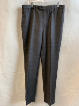 Mens, Suit, Pants, HART SHAFFNER MARX, Brown, Black, Wool, Synthetic, Plaid, 36/34, F.F, 4 Pockets,
